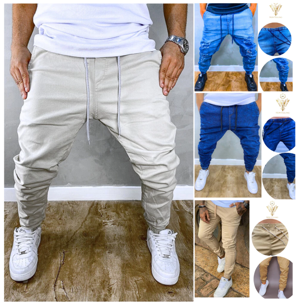 Calças Sport masculinas Jogger camuflada Preto e Branco