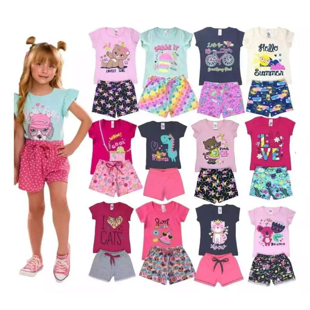 Kit 10 peças de Roupa Conjunto Infantil e Juvenil Menina Tamanho 01 ao 16