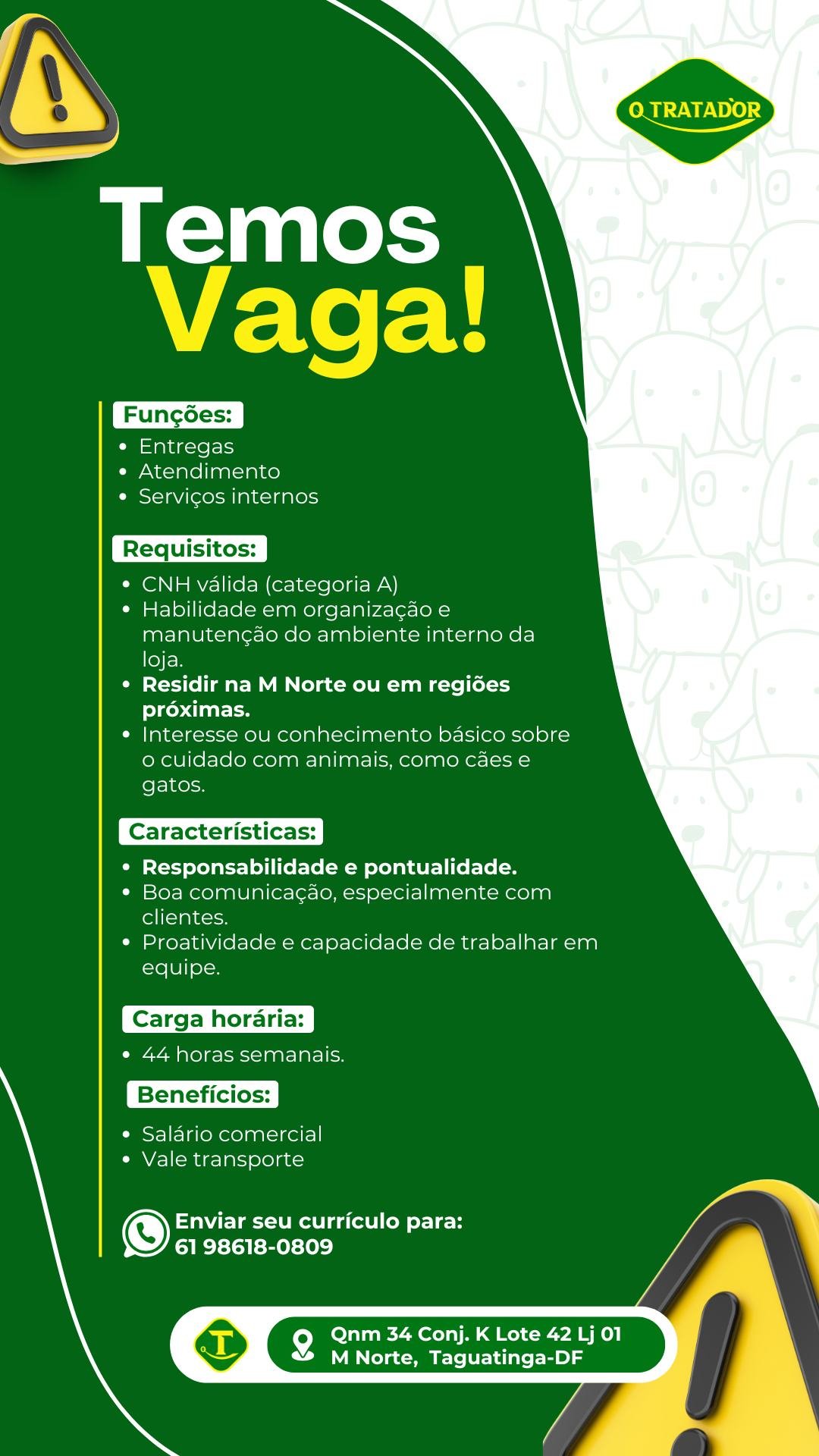 Vaga de Emprego – Pet Shop o Tratador