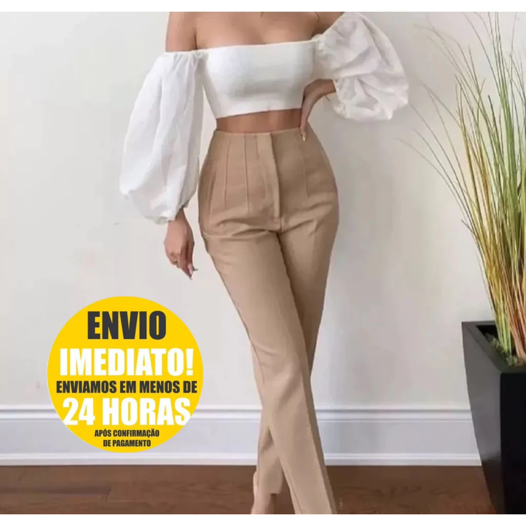 Calça Alfaiataria Zr Feminina Cintura Alta Com ziper