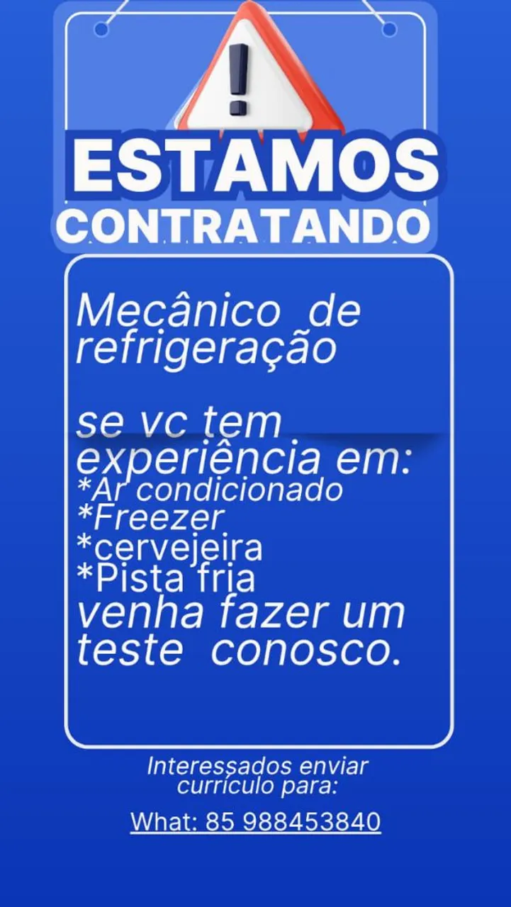 Vaga de emprego mecânica de refrigeração