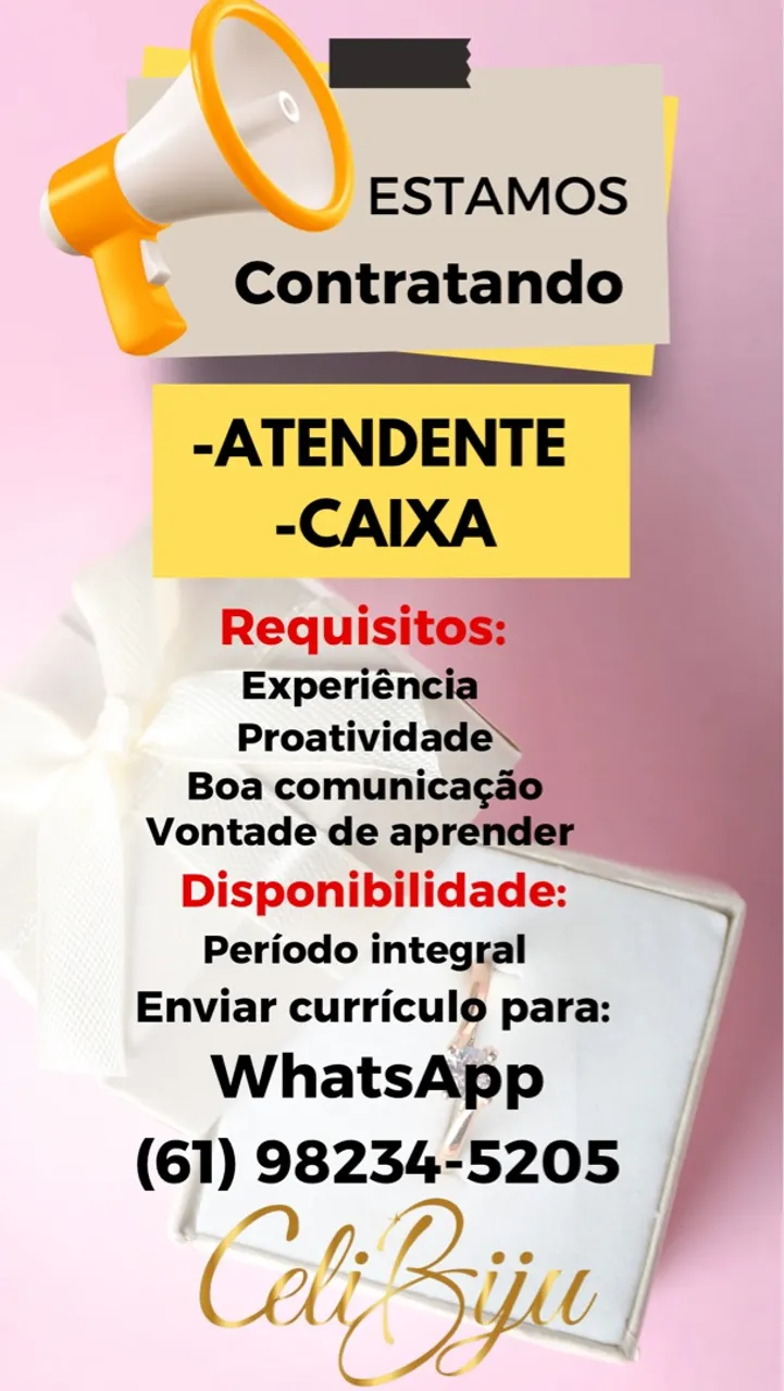 OPORTUNIDADE DE EMPREGO NA CELI BIJU