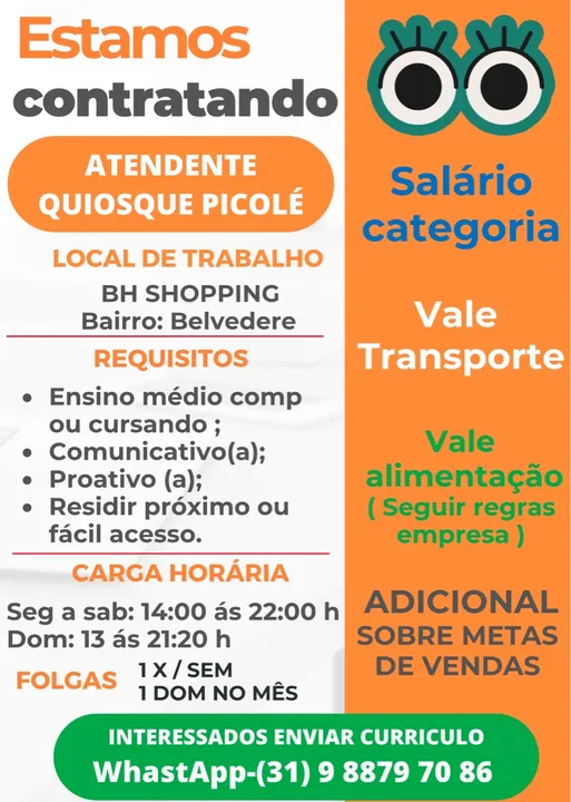 EMPREGO FIXO – CARTEIRA ASSINADA