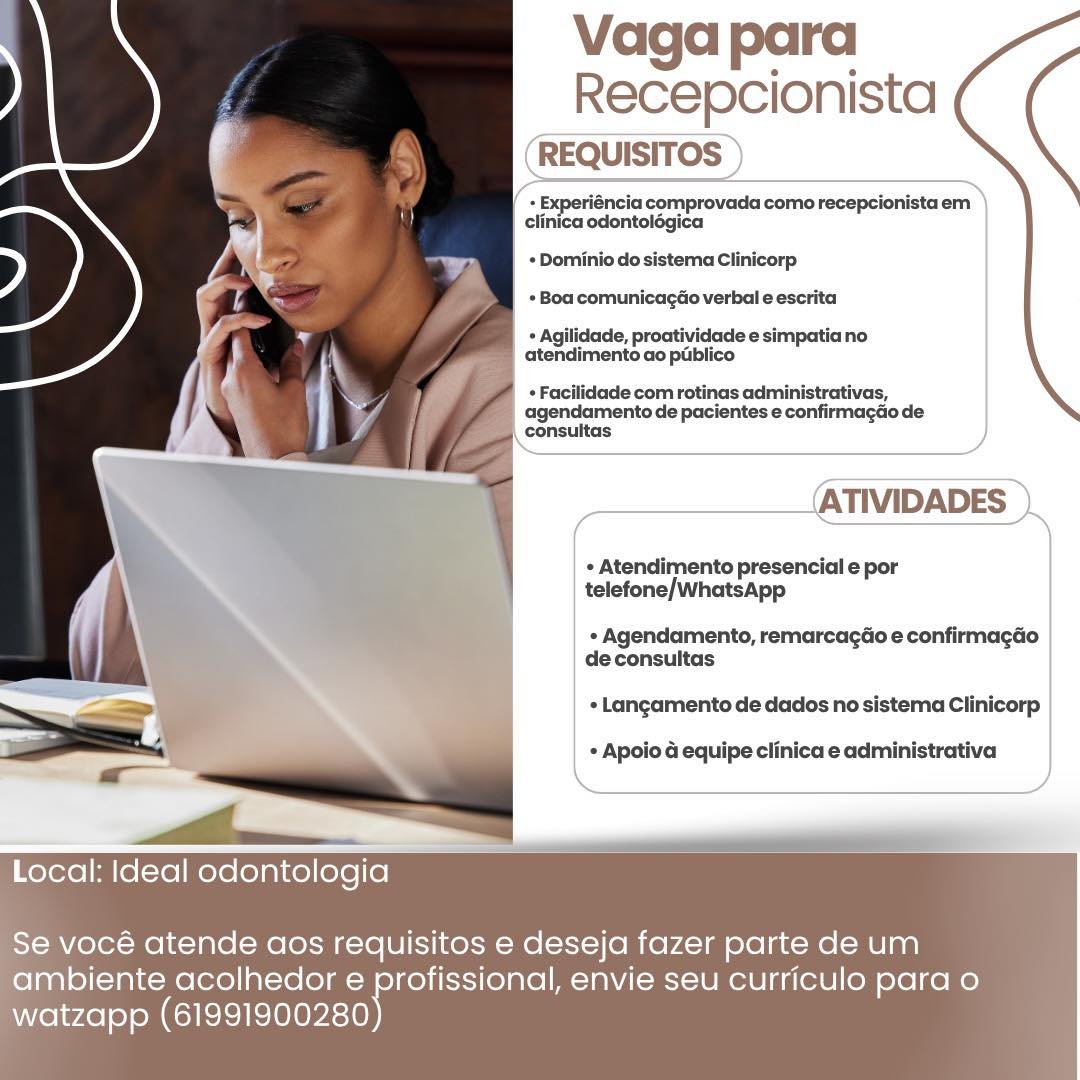Vaga de Emprego: Recepcionista