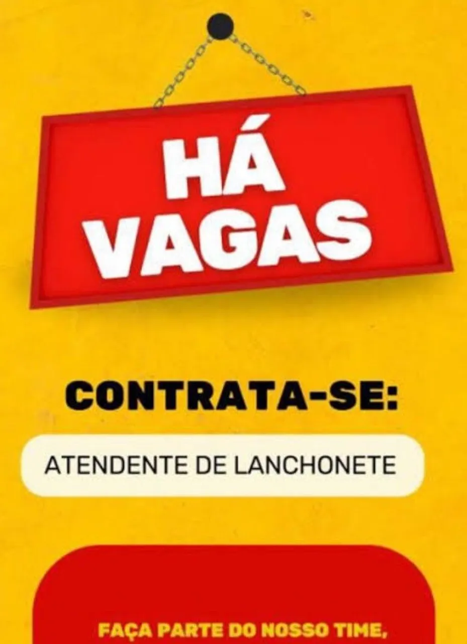 VAGA DE EMPREGO PARA ATENDENTE LANCHONETE