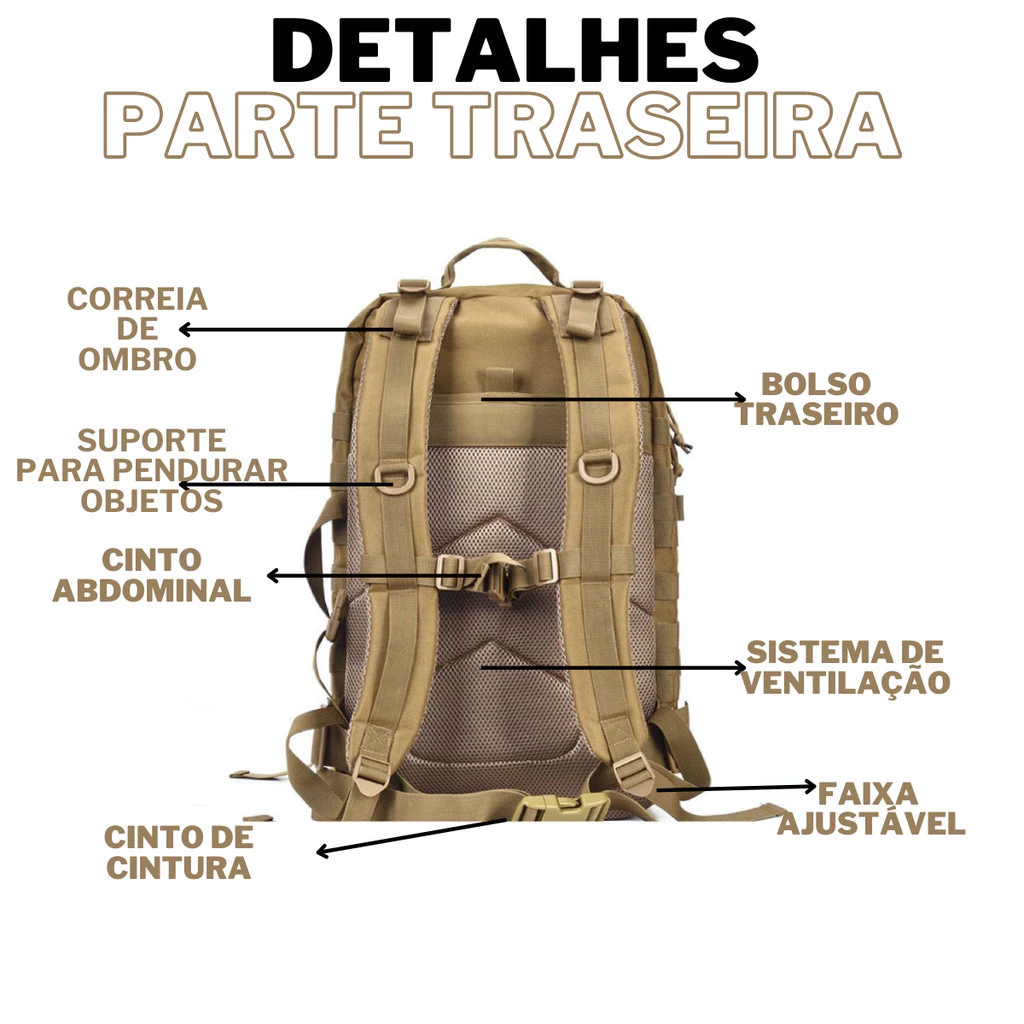 Mochila Militar Tática Impermeável 50 Litros Grande Reforçada