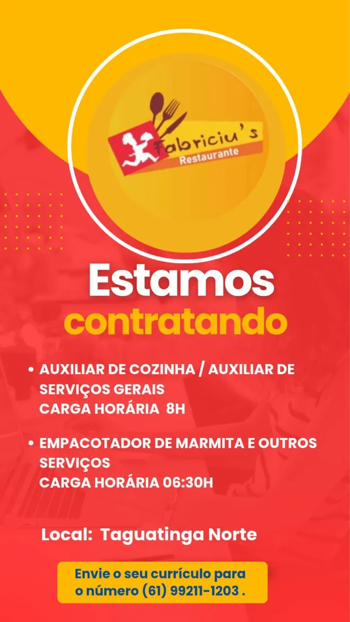 Oferta de emprego auxiliar de serviços gerais