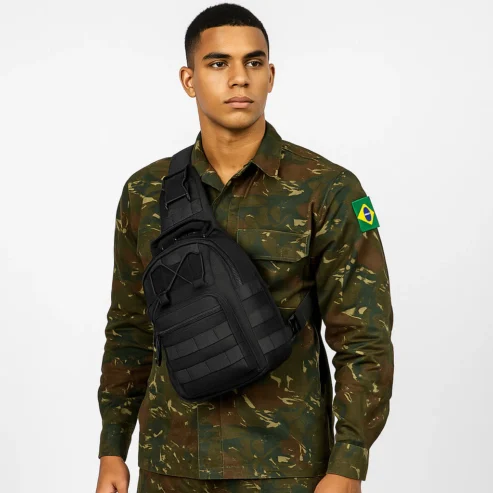 Bolsa Tática Transversal Impermeável Peito E Ombro Masculina Feminina Sling Sport