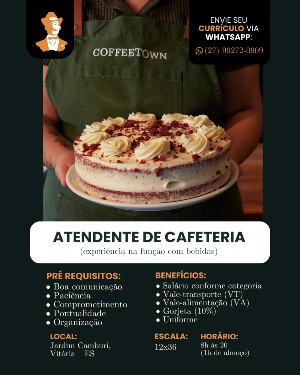 Vaga Emprego – Atendente Cafeteria