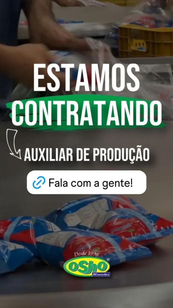 VAGA DE EMPREGO – AUXILIAR DE PRODUÇÃO