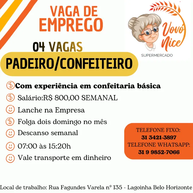 VAGAS DE EMPREGO DIVERSAS