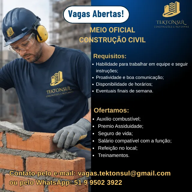 VAGAS ABERTAS PARA LAJEADO TABAÍ E REGIÃO