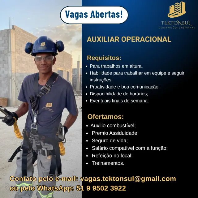 VAGAS ABERTAS PARA LAJEADO TABAÍ E REGIÃO