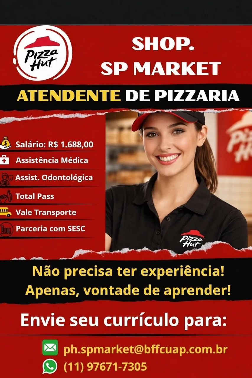 Vaga de emprego – Pizzahut sp market
