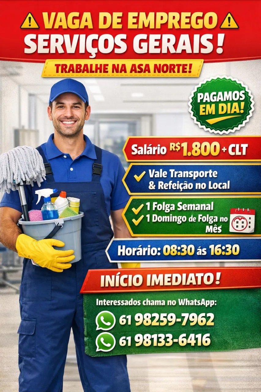 Vaga de emprego -Serviços Gerais